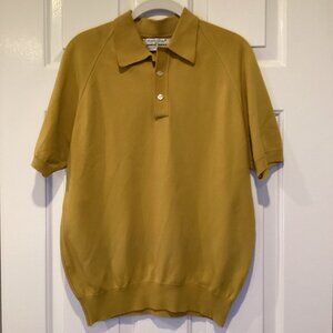 VTG 70's Arnold Palmer / Robert Bruce Knit Polo Sweater - Gold, Medium